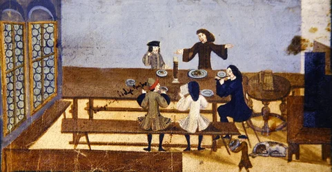 A tavern interior scene with figures drinking, c.1690