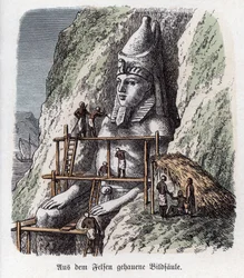 Ancient History. Egypt. Statue Carved on a Rock