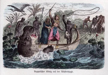 Ancient History. Egypt. The Pharaoh in Hippo Hunting (engraving)
