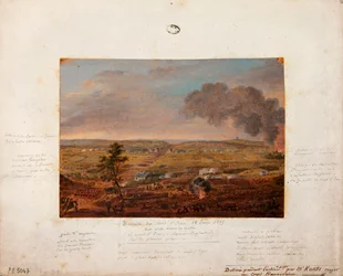 Battle of Mont-Saint-Jean, drawn and painted during the action by Major Kunts of the Hanoverian unit, 18th June 1815