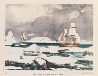 British Polar Explorer Captain Ross Expedition to Antarctica, published by J. Scholz, Mainz, between 1839-42