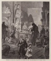 Candles for sale in the vestibule of a church in St Petersburg, Russia, at Christmas