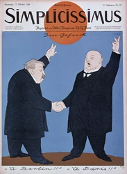 Cartoon on the Franco-German rapprochement: Briand and Stresemann - in 