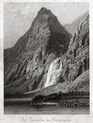 Cascade de Pissevache (engraving, circa 1830)