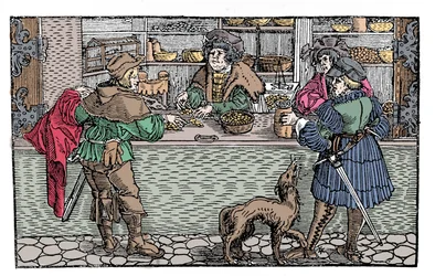 Changer: barter and exchange. 16th century German xylography