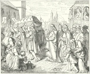 Charles IV of Bohemia following the funeral procession of Gunther von Schwarzburg, King of Germany