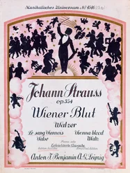 Cover of the Score of the famous waltz Wiener Blut op.354 by Johann Strauss II, 1930