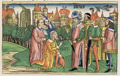 Ezra 6:16 The Temple of Jerusalem is dedicated by King Darius, from the Nuremberg Bible