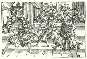 Fencing scene