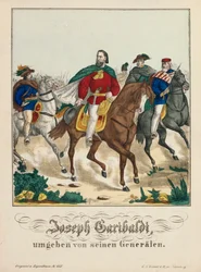 Giuseppe Garibaldi Surrounded by His Generals, Published by G.N. Renner, Nuremberg, 1866