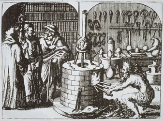 Hermetic Philosophers and an Alchemist, from Museum Hermeticum by Michael Majer, illustrated in a history of magic published late 19th century