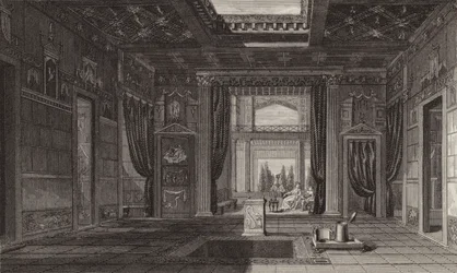 Interior of a Roman House in Pompeii (Illustration for Bilder-Atlas)