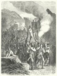 Joshua leading the Israelites in the Promised Land (engraving)