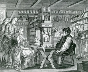 La Pharmacie Rustique, print made by Bartolomaus Hubner