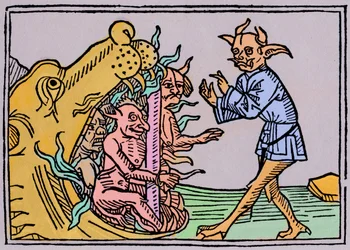 The Devil Belial before the Gates of Hell, from Das Buch Belial, published in Augsburg