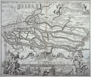 Map of Hamburg and the surrounding area, published in Nuremberg