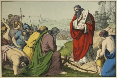 Moses and the tablets of the Law, illustration from L