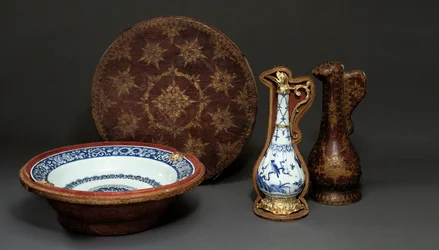 Mounted Chinese Ewer and Dish in Original Cases, Augsburg, c.1655-60