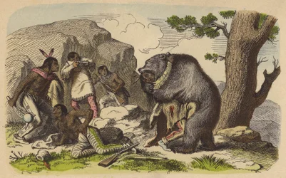 Native Americans hunting bears