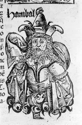 Portrait of Hannibal, Carthaginian general and statesman - in Liber chronicarum by Hartmann Schedel, Nuremberg 1497.