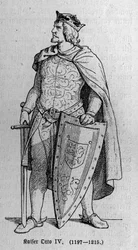 Portrait of Otto of Brunswick, German Roman Emperor and King of Italy. Engraving in 
