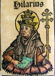Portrait of Pope Hilarius, published in the Nuremberg Chronicle