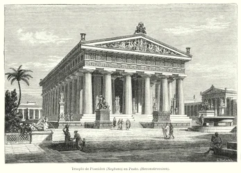 Reconstruction of the Ancient Greek Temple of Poseidon, Paestum, Italy