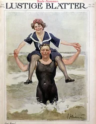 Sea bath: a couple in the waves - in 
