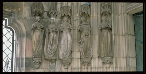 The Five Wise Virgins, jamb figures from the Paradise Portal, figures carved c.1250, porch built c.1350