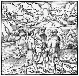 The Rutli Oath (illustration from Cosmographie Universelle by Sebastien Munster, published 1559)