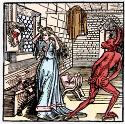 The lady admiring herself in the mirror sees only a reflection of the Demon