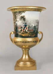 Urn depicting the Duke of Wellington in a battle scene from the Prussian Dinner Service, Berlin