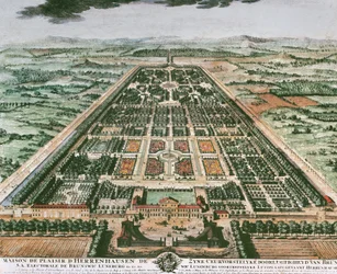 View of Garden of Herrenhausen Castle, Circa 1708, Colour Print