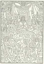 Woodcut from the First Edition of Lancelot du Lac, Printed in Rouen by Jean le Bourgeois in 1488 (engraving)