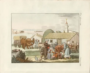 Inhabitants of Crimea (coloured engraving)