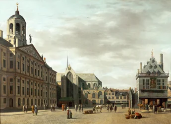 Dam Street and the new City Hall of Amsterdam, Netherlands