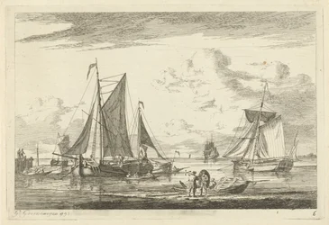 Beach and Sea with Various Boats