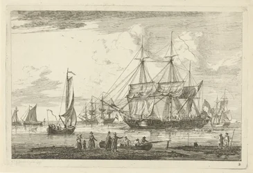 Two Three-Masters and Other Ships (Various Ships)