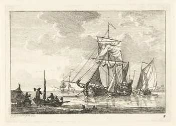 Four Sailing Ships on Calm Water