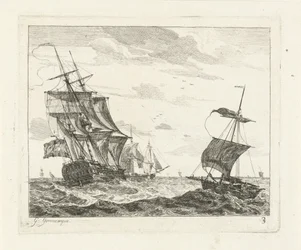 Sailing Ships on Rough Sea