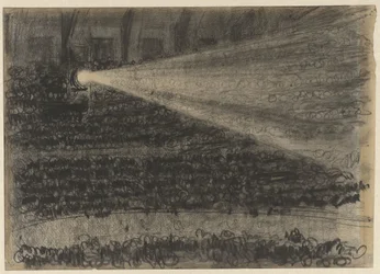 Spotlight over the spectators in the stands of Circus Carré