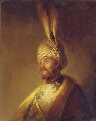 Portrait of a Man, Bust-Length, in a Turban with a Feather