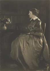 Self-portrait with Table and Flowers