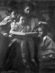 Woman and Children Reading