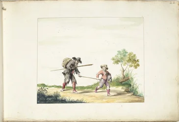 Old Blind Beggar Led by a Boy
