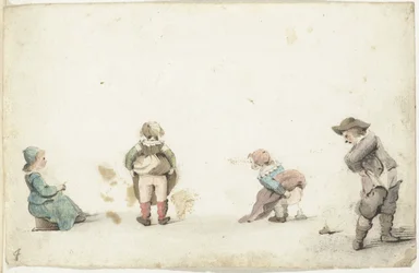 Four Children Relieving Themselves