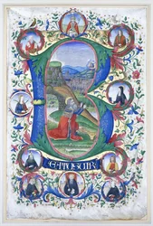 King David at prayer within a very large initial 