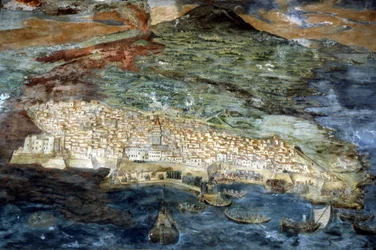 The city of Catania devastated by the eruption of Etna