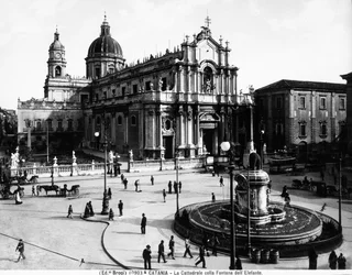 Piazza del Duomo in Catania, with the Cathedral dedicated to St. Agatha and the Elephant Fountain
