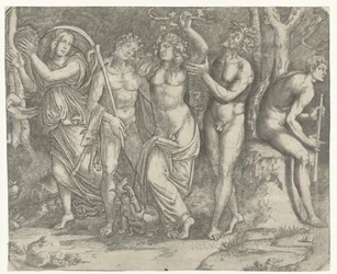 Bacchus and Bacchantes and Maenad with Tambourine